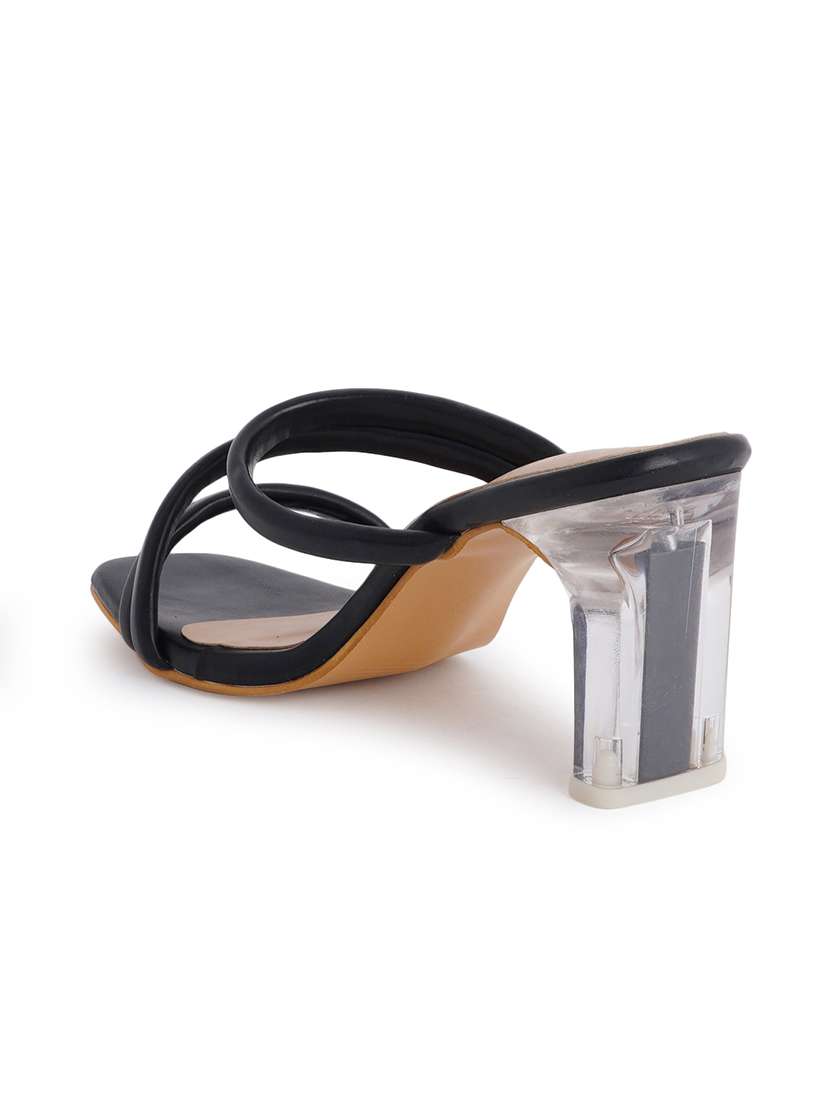 black synthetic slip on sandals - 18369251 -  Standard Image - 3