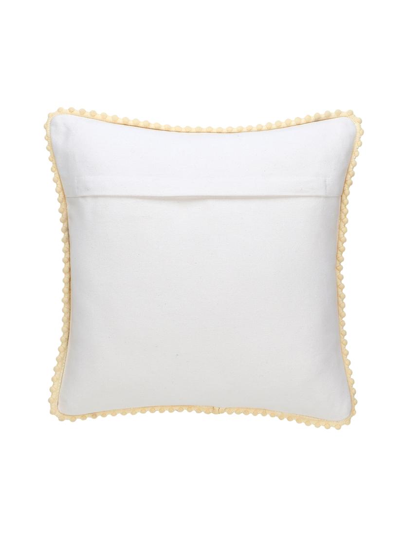 mezposh dazzle dazzle silver & natrual cotton lurex solid self design pompom cushion cover (16"x16") (set of 2) - 18369294 - Standard Image - 3