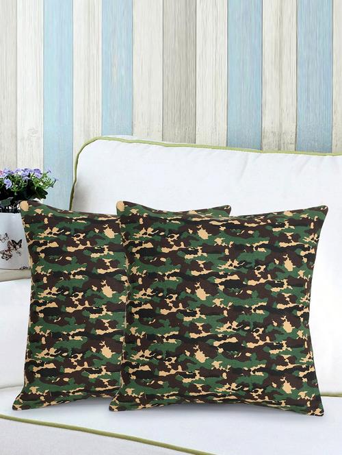 mezposh nomad multi cotton canvas camouflage print cushion cover (16"x16") (set of 2) - 18369310 - Standard Image - 0