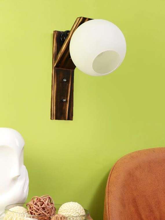 eliante brown wood base white white shade wall light - 3029-1w - without bulb