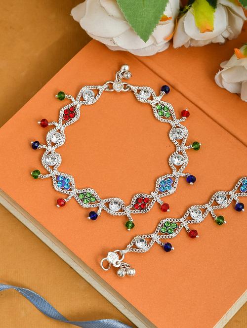 traditional silver plated layered anklet - 18369761 -  Standard Image - 0