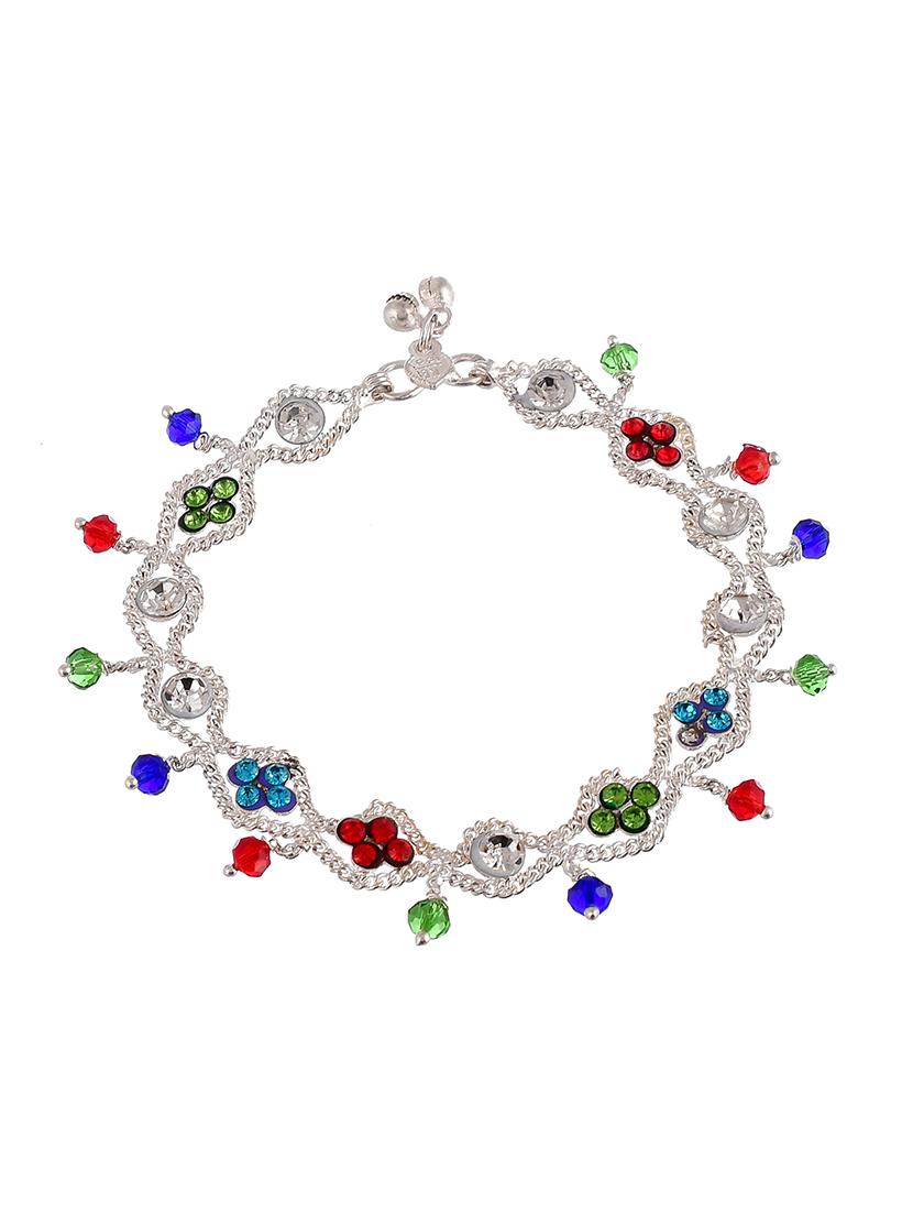 traditional silver plated layered anklet - 18369761 - Standard Image - 3