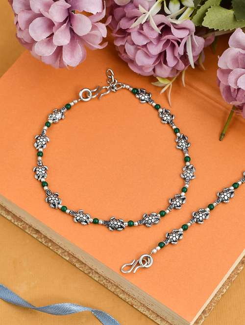 silver brass anklets and payal - 18369836 -  Standard Image - 0