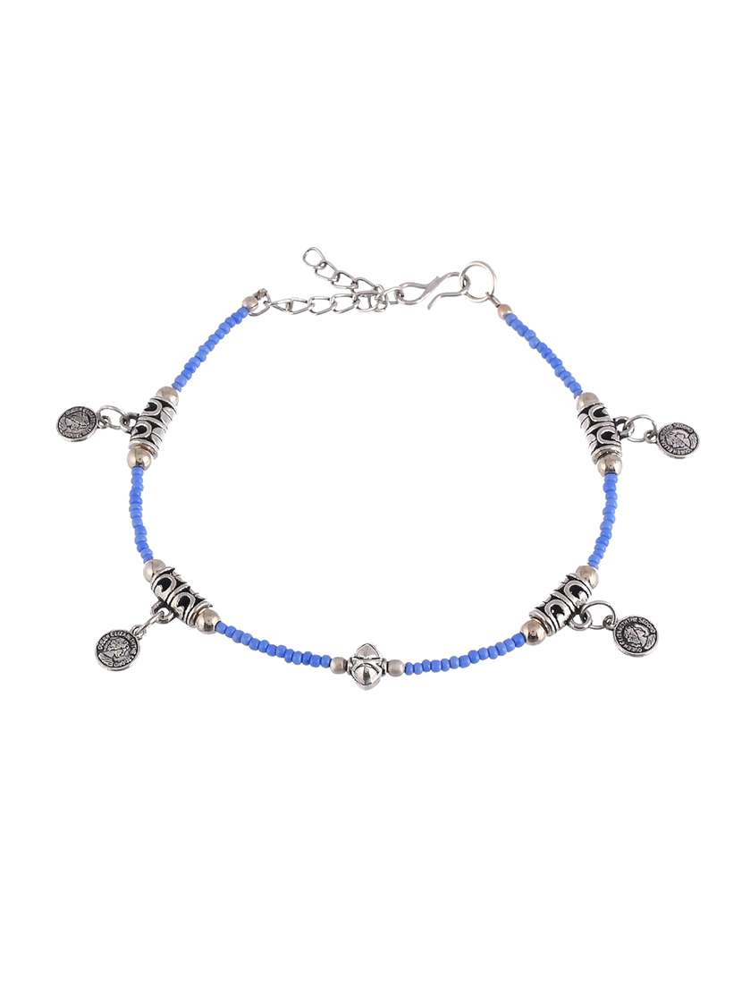 blue celtic coin charm anklet