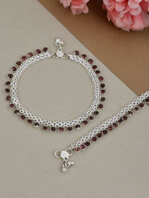 silver brass anklets and payal - 18369914 -  Standard Image - 0