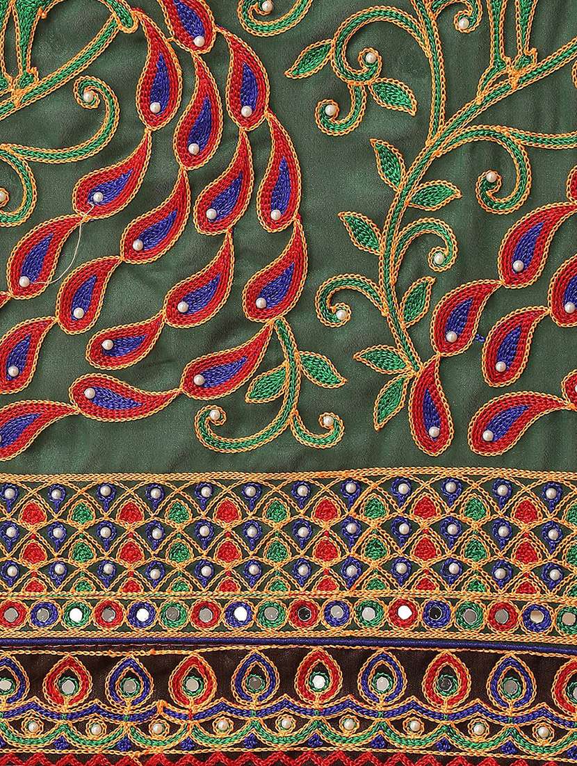 green georgette half and half saree with blouse - 18370277 -  Standard Image - 3