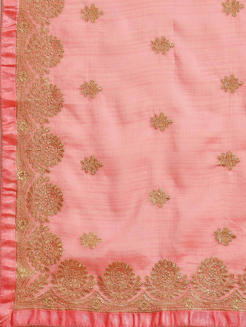 pink chiffon embroidered saree with blouse - 18370315 - Standard Image - 3