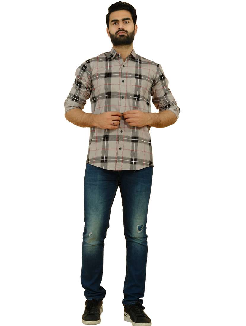 grey checkered casual shirt - 18370628 -  Standard Image - 3