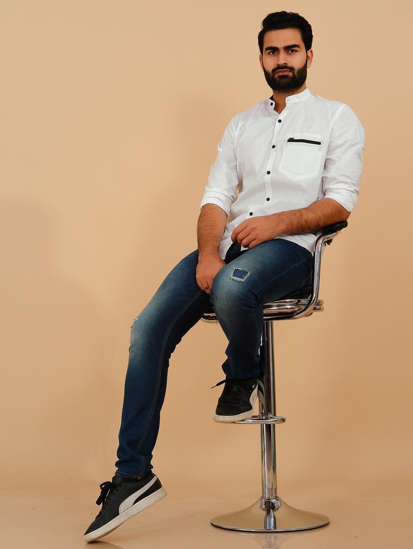 white solid casual shirt - 18370633 - Standard Image - 3