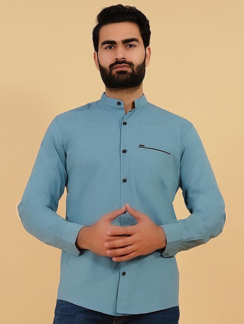 light blue solid casual shirt - 18370636 - Zoom Image - 0