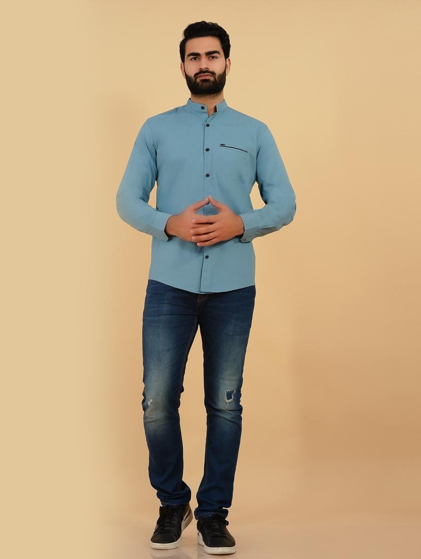 light blue solid casual shirt - 18370636 - Standard Image - 3