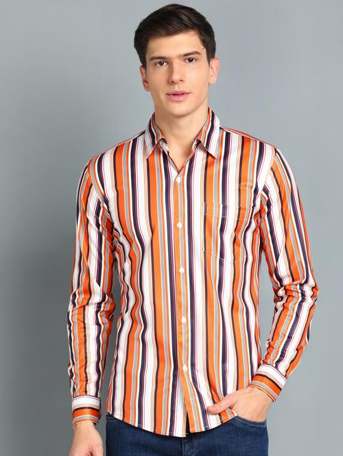 orange striped casual shirt - 18370666 - Standard Image - 0