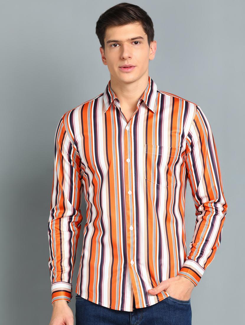 orange striped casual shirt - 18370666 - Zoom Image - 0