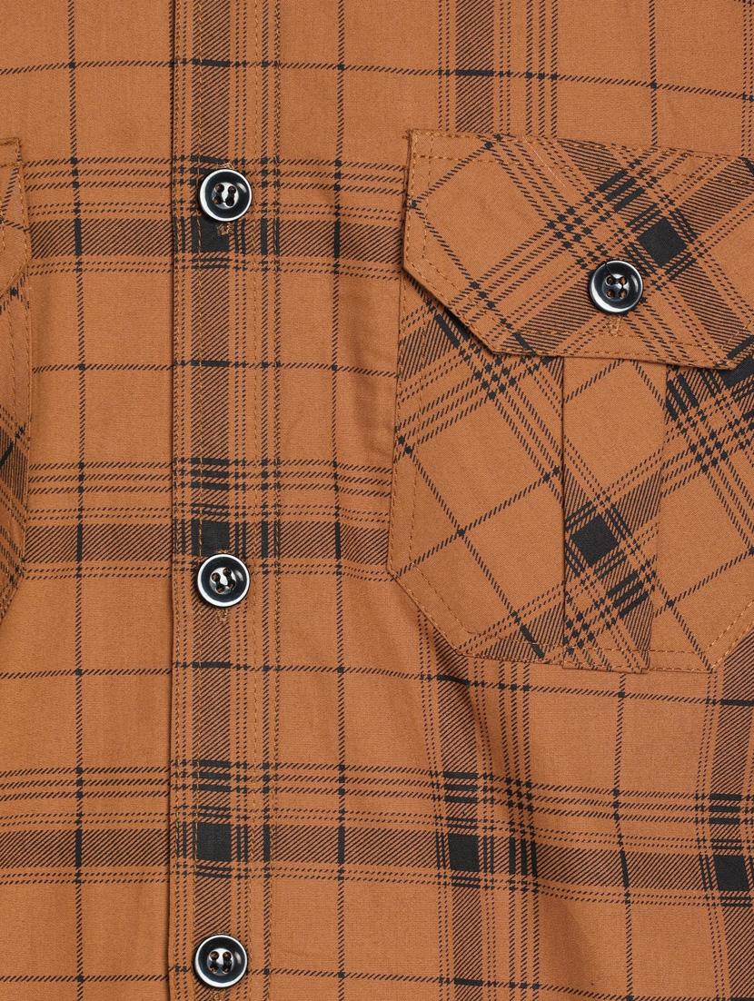 rust checkered casual shirt - 18370672 - Standard Image - 5