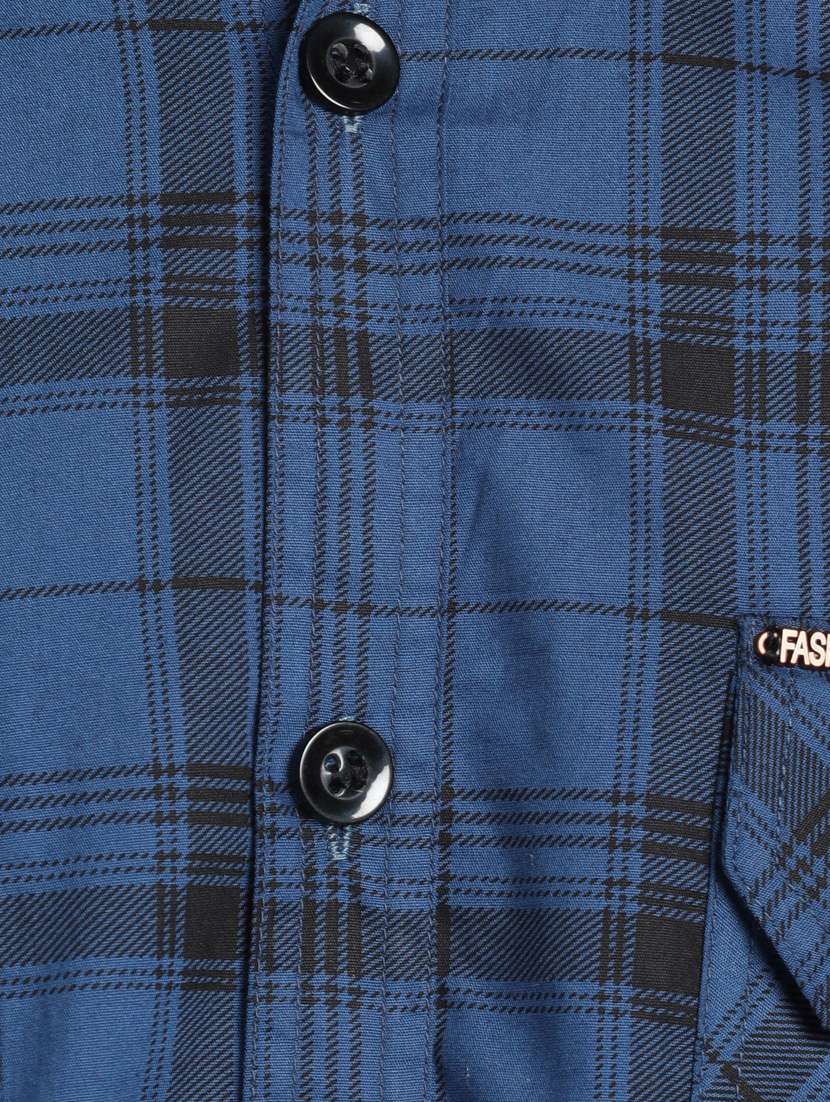 navy-blue checkered casual shirt - 18370673 - Standard Image - 5