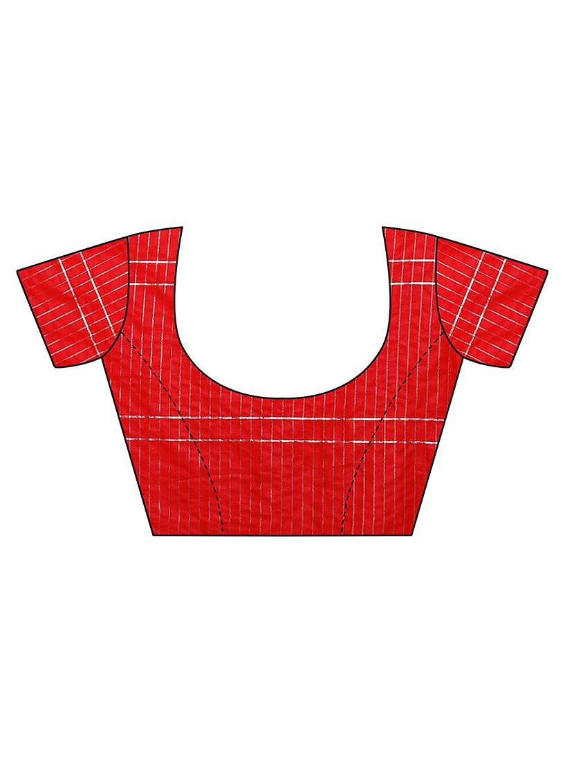 red cotton saree with blouse - 18370697 -  Standard Image - 3