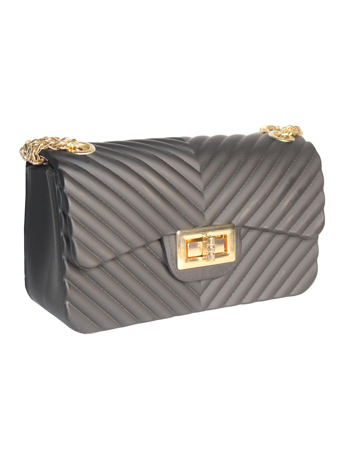 black textured regular handbag - 18370789 - Standard Image - 3