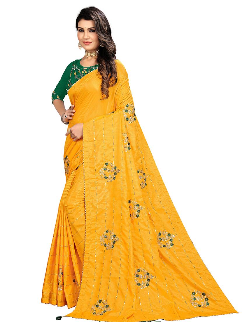 yellow embroidered saree - 18371120 -  Zoom Image - 0