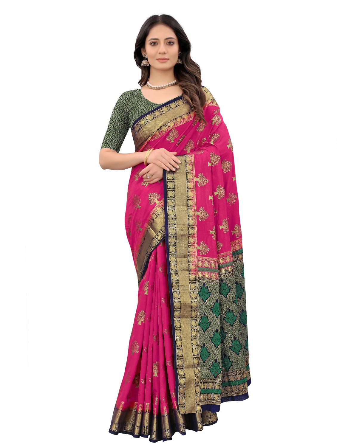 pink art silk kanjivaram saree with blouse - 18371139 - Zoom Image - 0