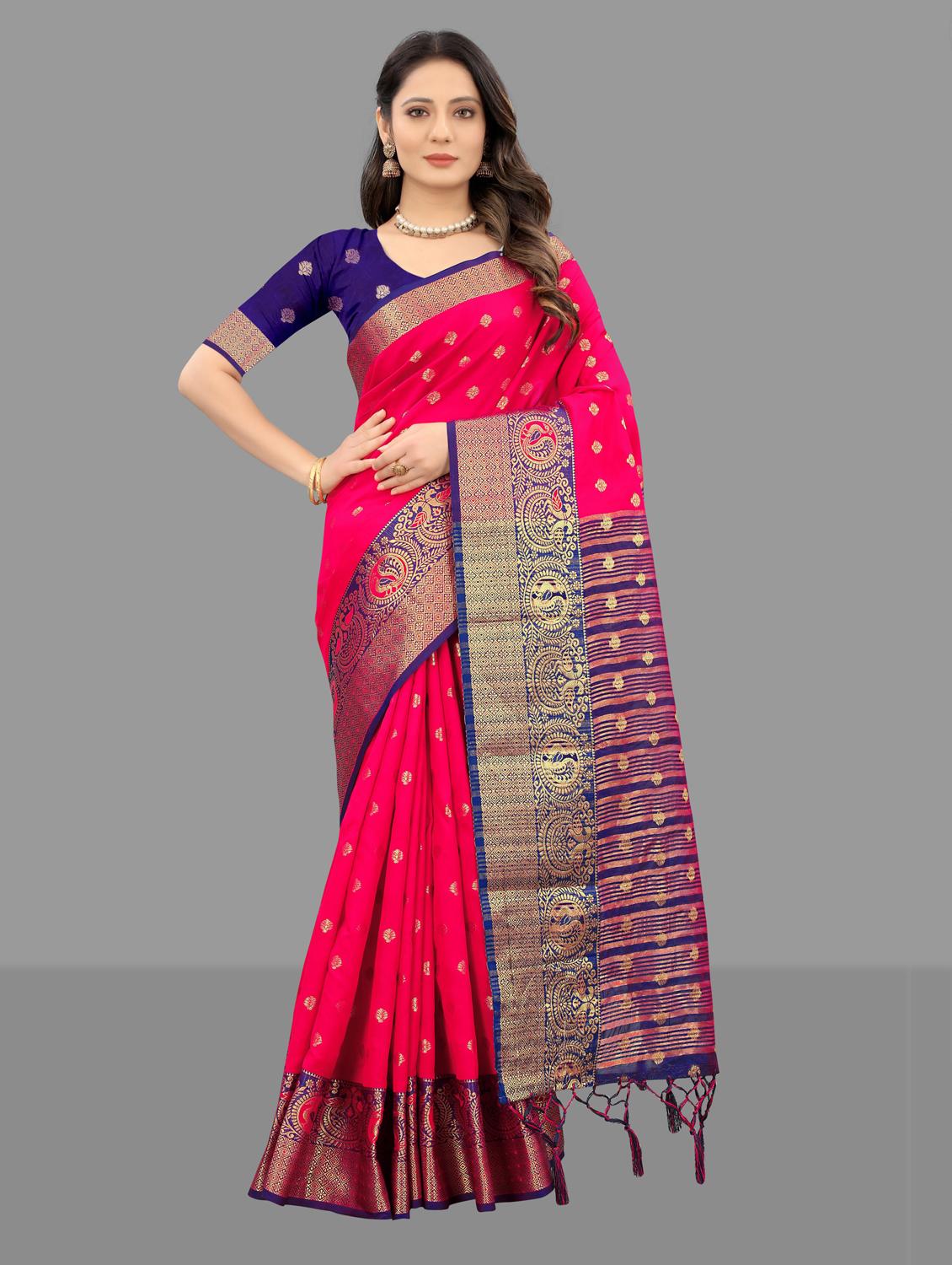 pink art silk kanjivaram saree with blouse - 18371249 - Zoom Image - 0