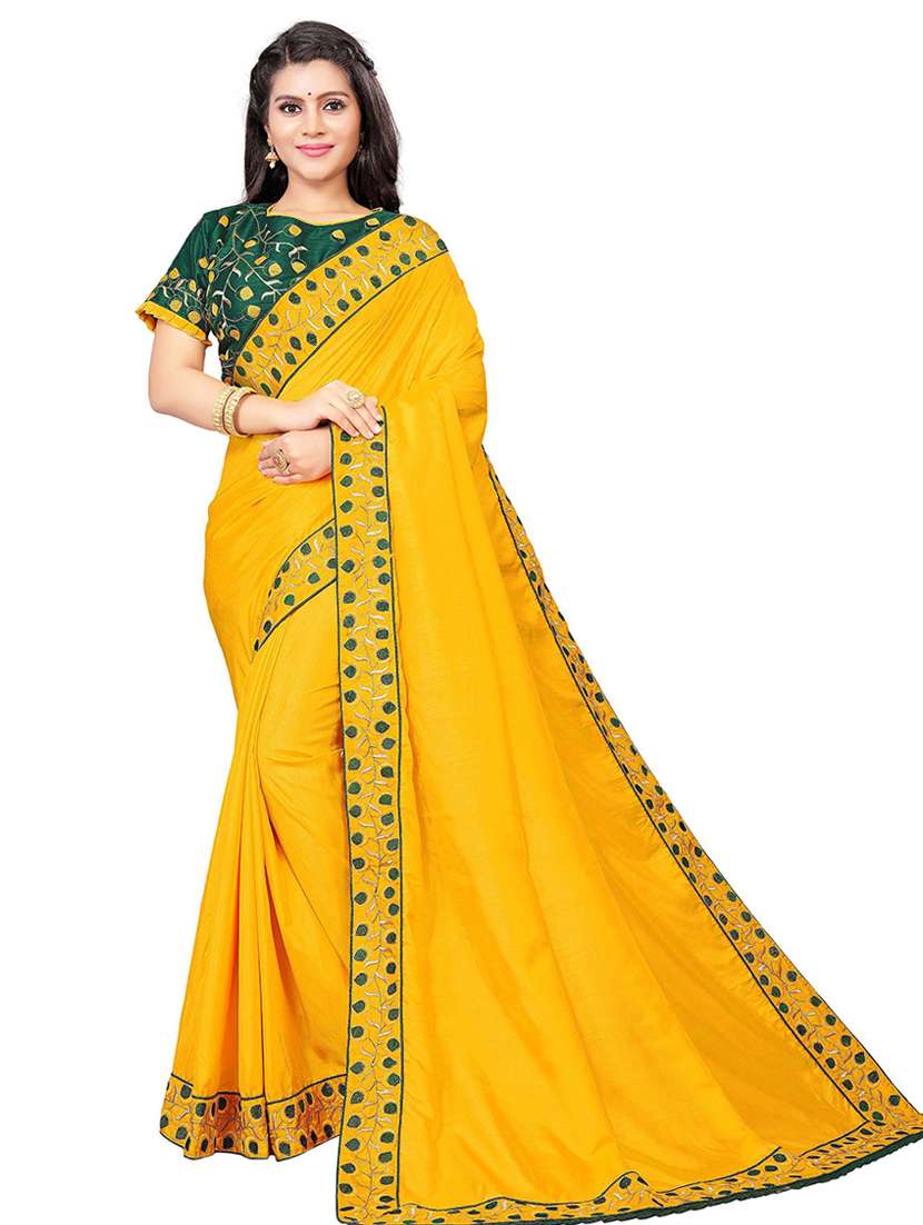 yellow bordered saree - 18371291 -  Zoom Image - 0