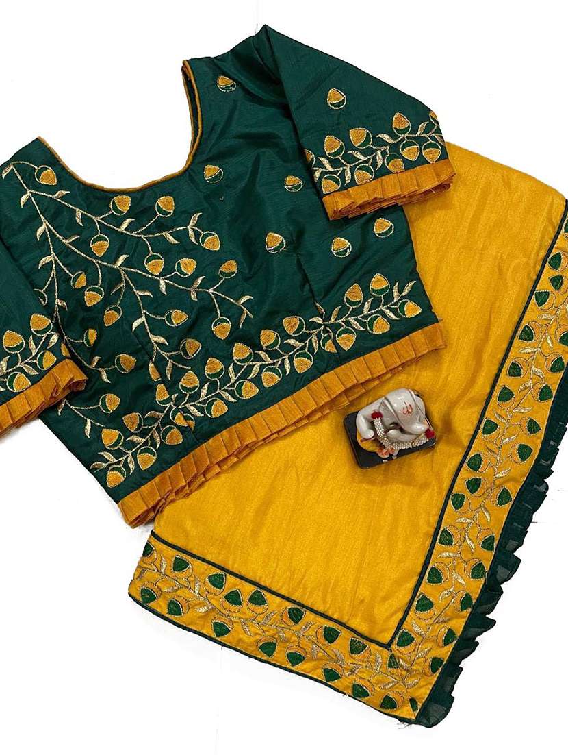 yellow bordered saree - 18371291 - Standard Image - 3