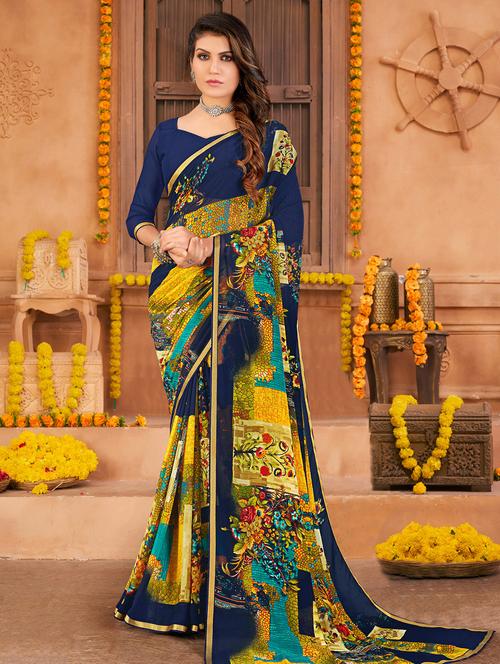 abstract printed saree with blouse - 18371451 -  Standard Image - 0
