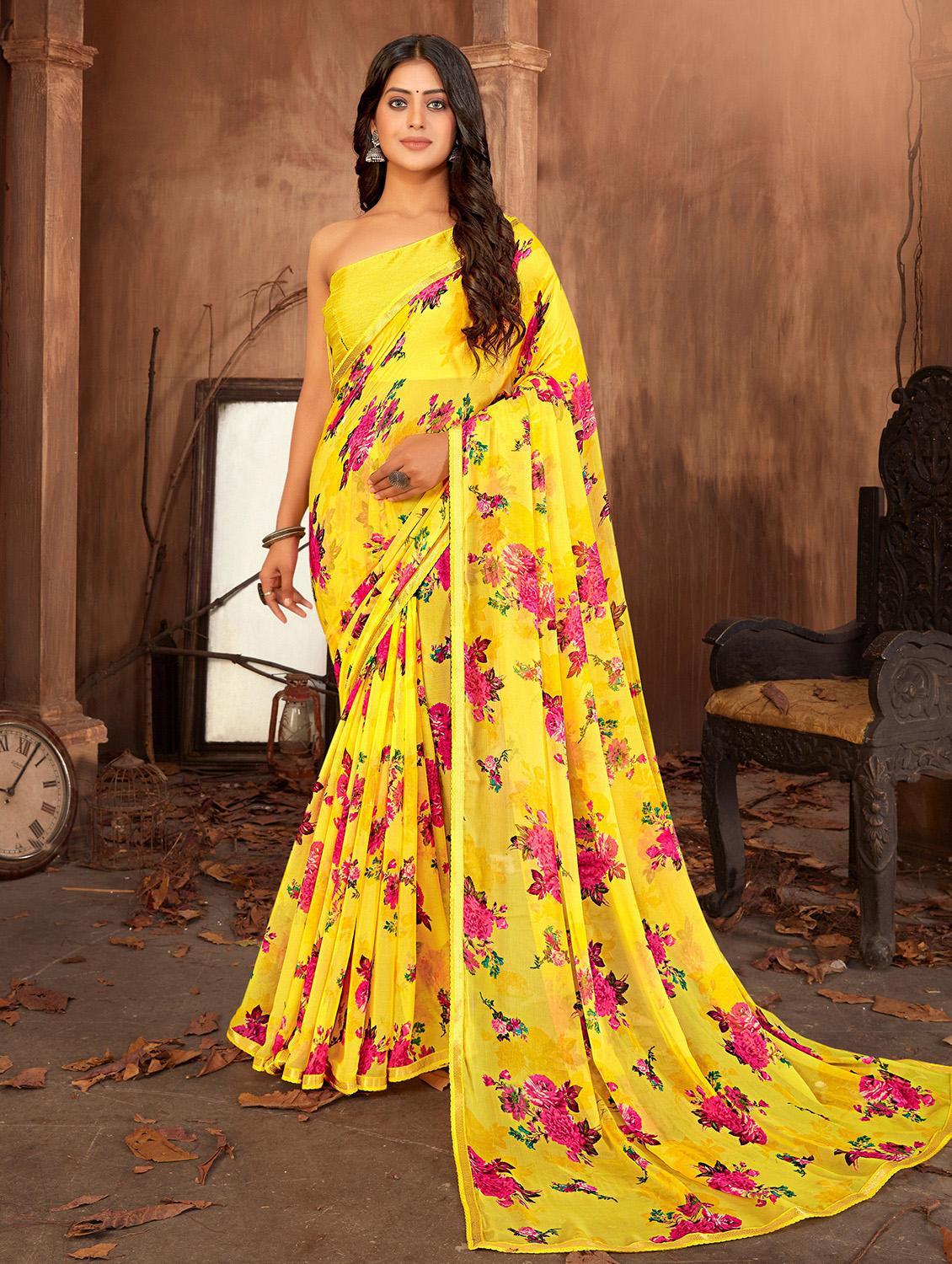 floral printed saree with blouse - 18371486 -  Zoom Image - 0