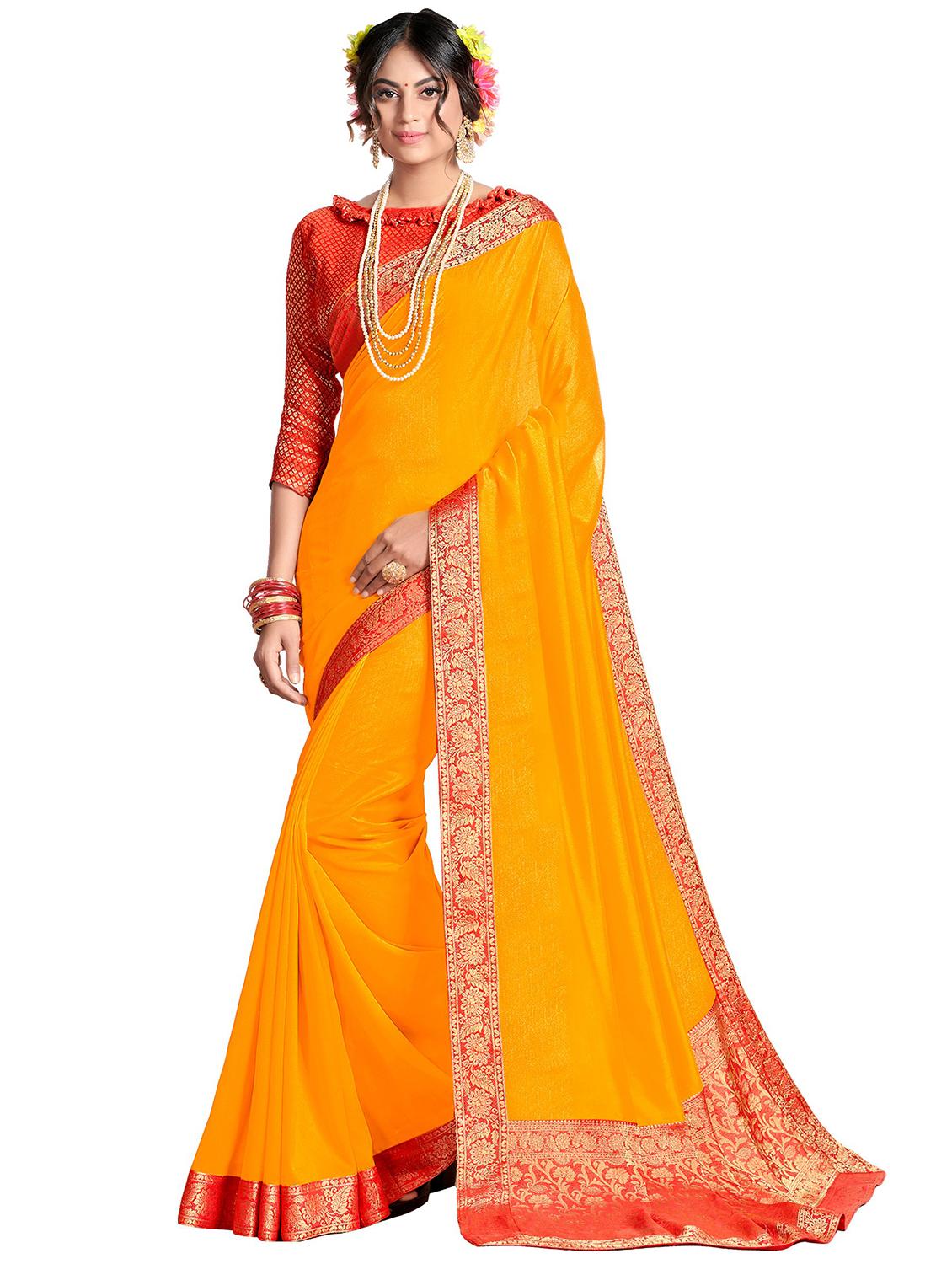 yellow bordered saree - 18371500 -  Zoom Image - 0