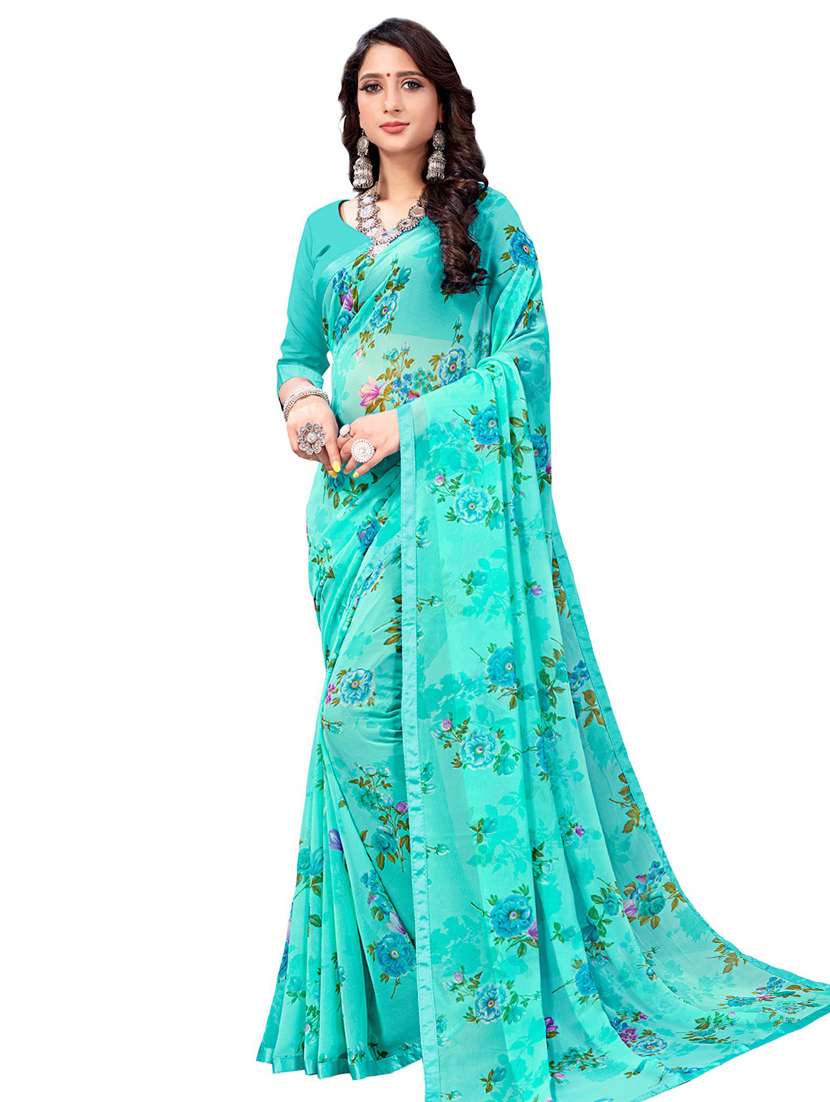floral printed saree with blouse - 18371514 - Zoom Image - 0