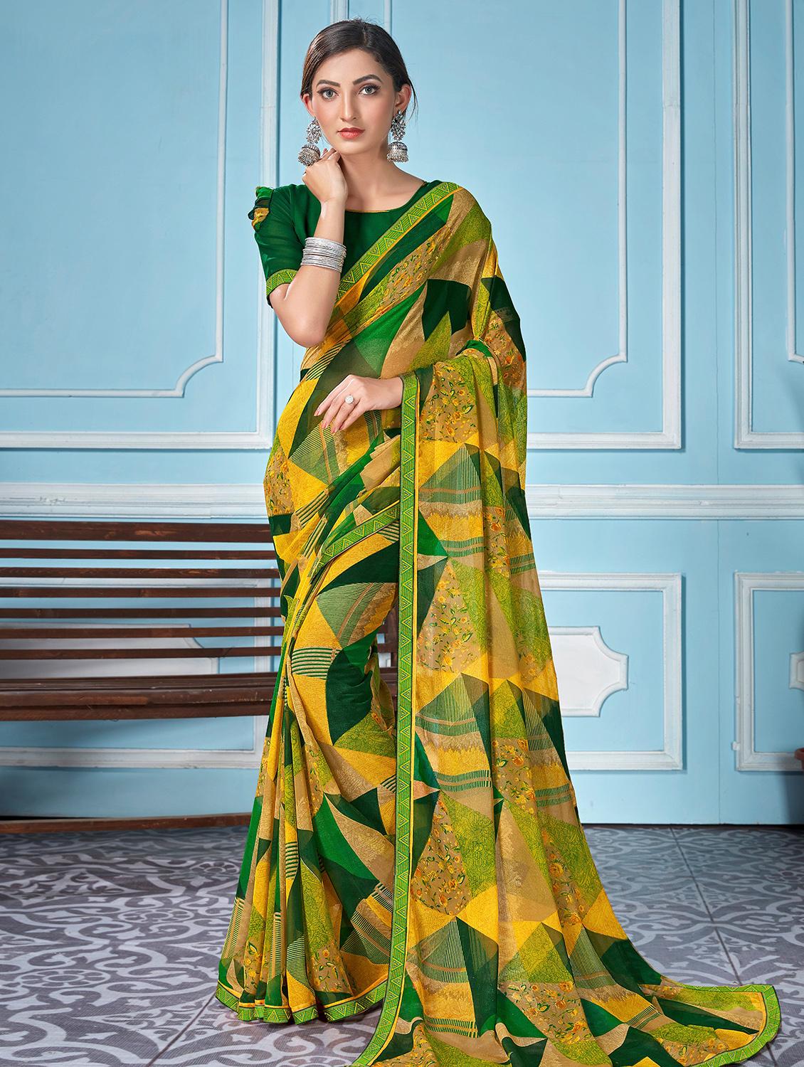 abstract printed saree with blouse - 18371520 -  Zoom Image - 0