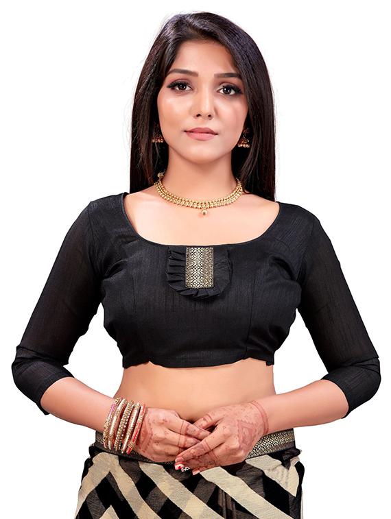 striped printed saree with blouse - 18371530 - Standard Image - 3