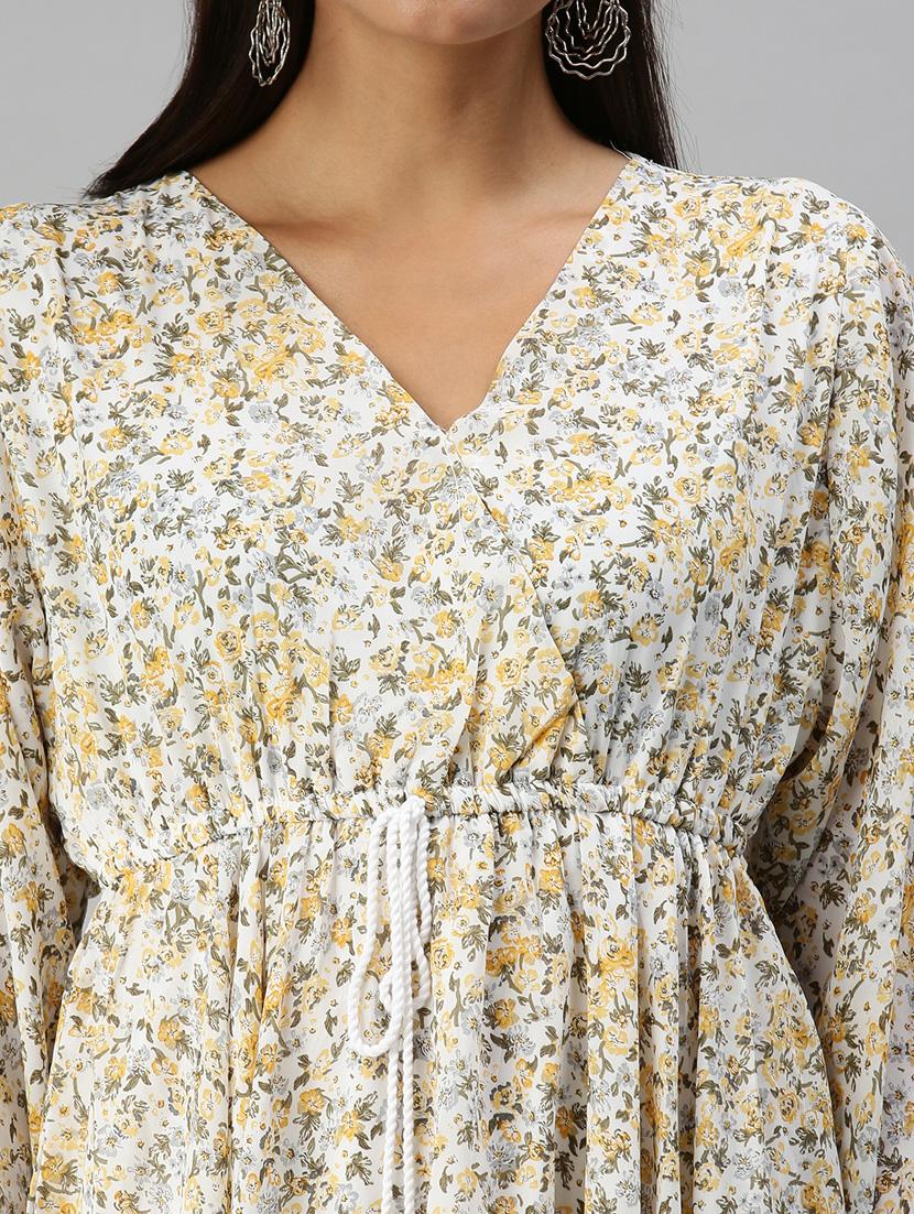 womens floral print bell sleeves fit & flare dress - 18372153 - Standard Image - 5