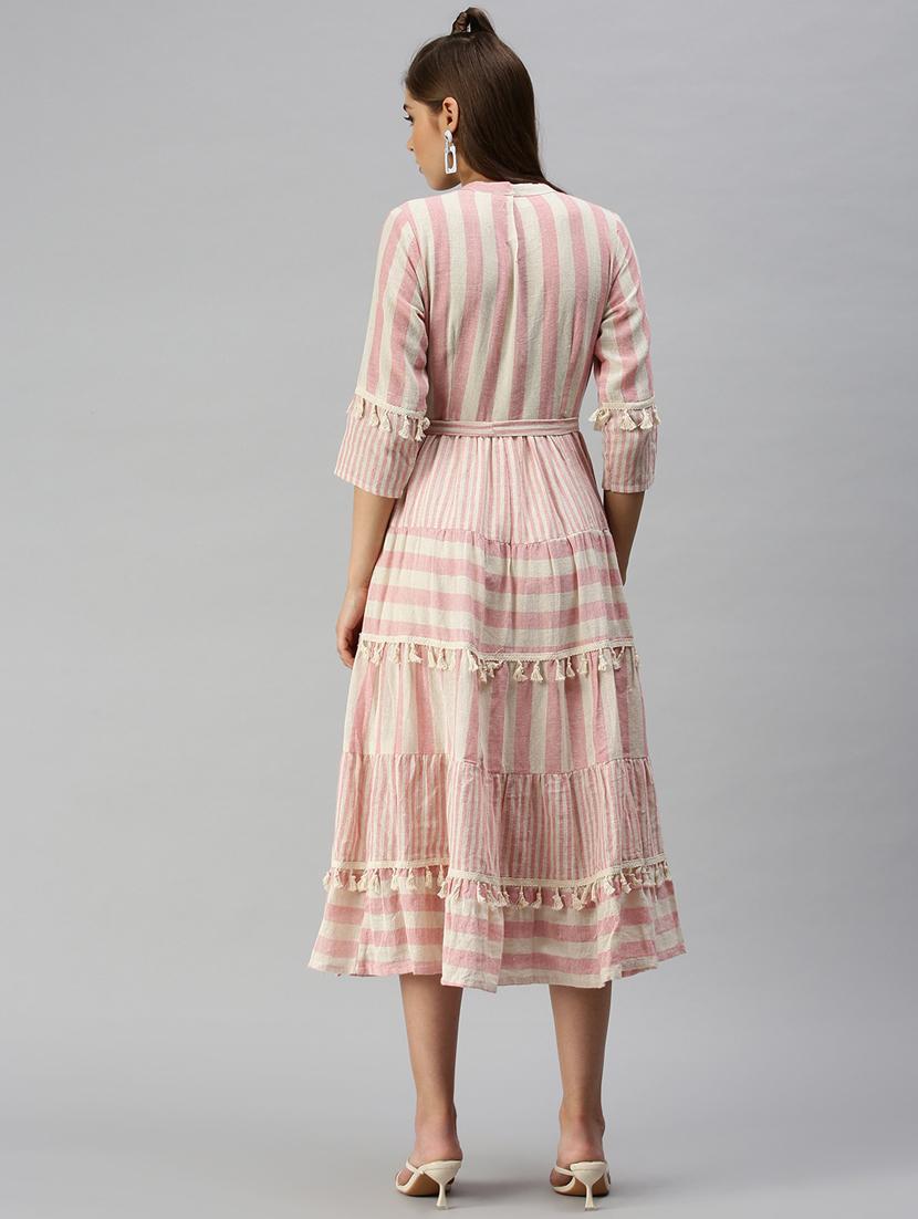 women's fit & flare striped dress - 18372167 - Standard Image - 3