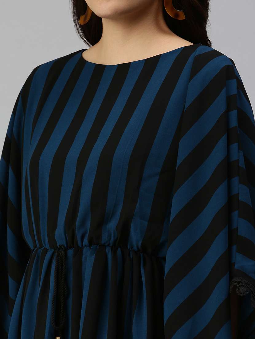 women striped batwing sleeves dress - 18372173 - Standard Image - 5