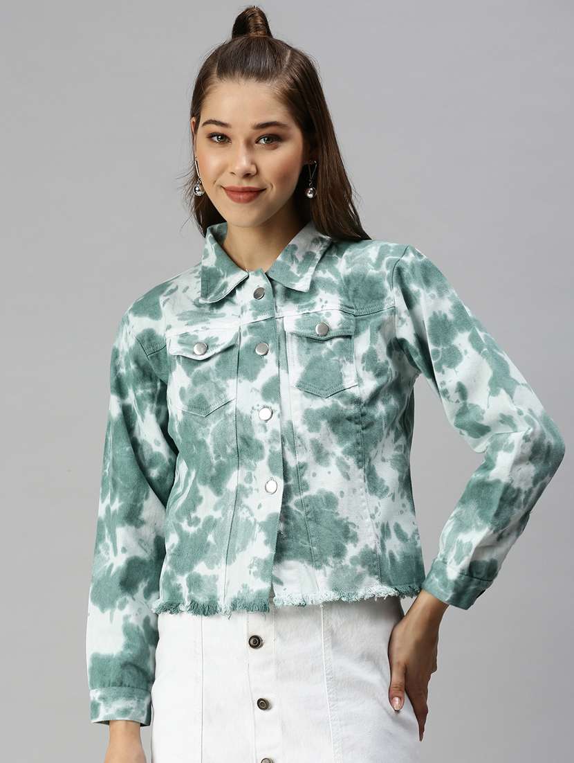 frayed hem tie & dye summer jacket