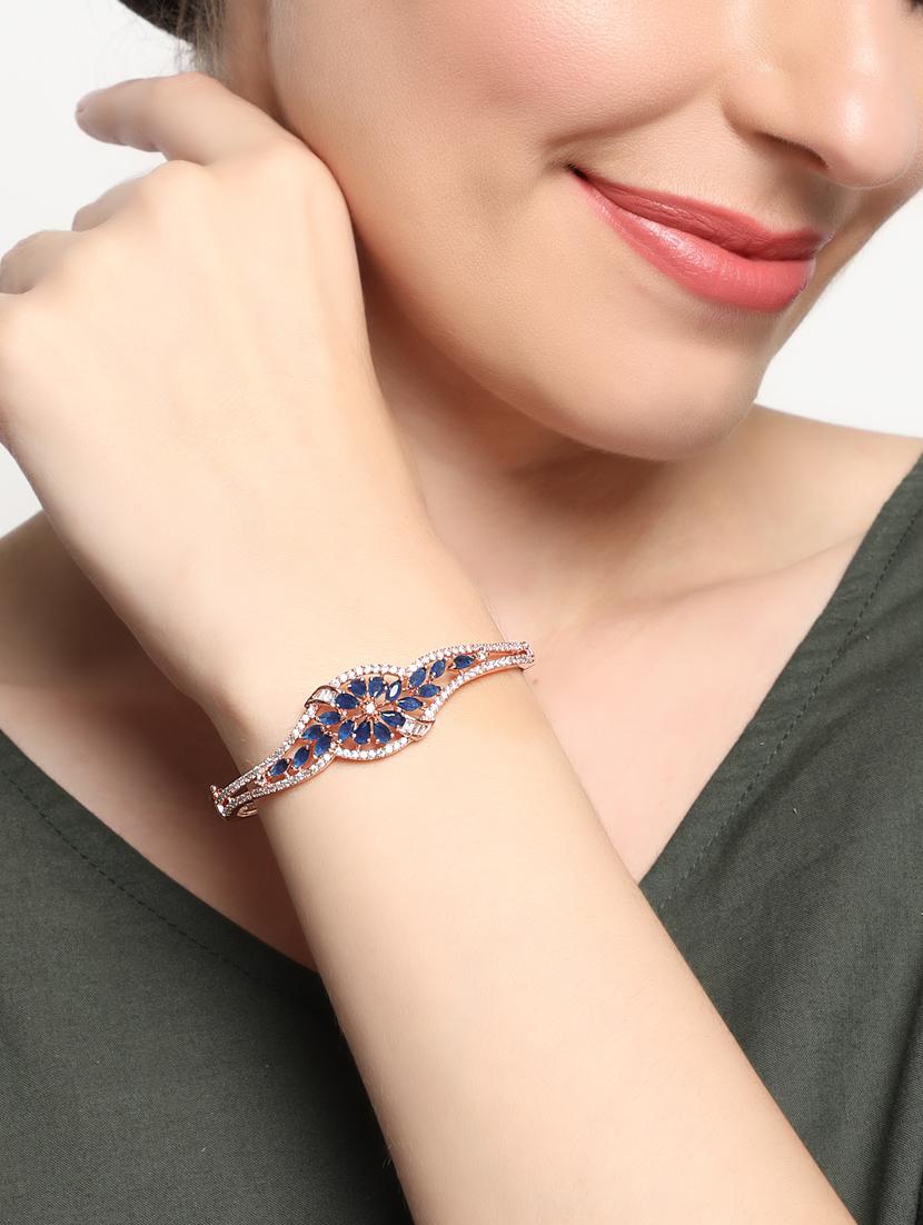 blue silver plated bangle bracelet - 18372314 - Standard Image - 3