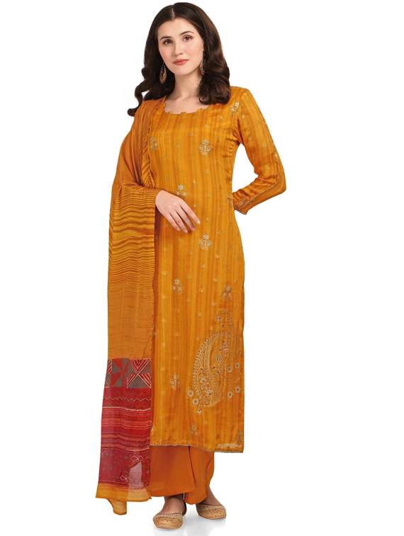 brown viscose unstitched suit