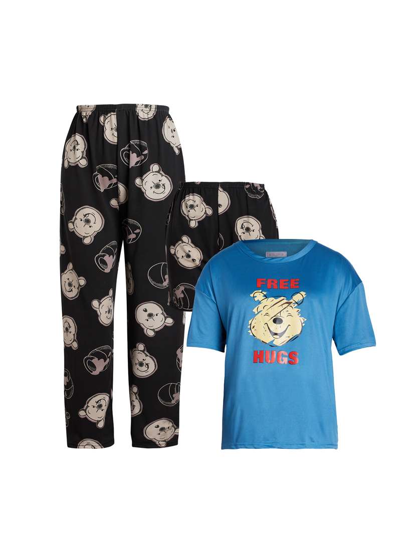 round neck graphic nightwear combo set - 18372829 -  Standard Image - 3