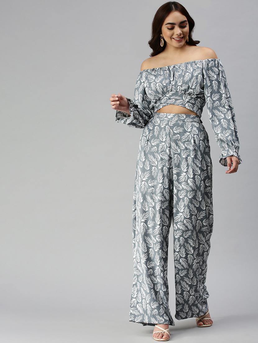 tie back printed top with palazzo set  - 18372847 -  Zoom Image - 0