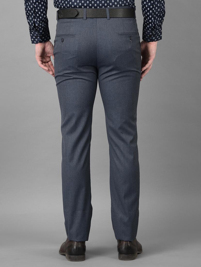 blue solid formal trouser - 18373016 - Standard Image - 3