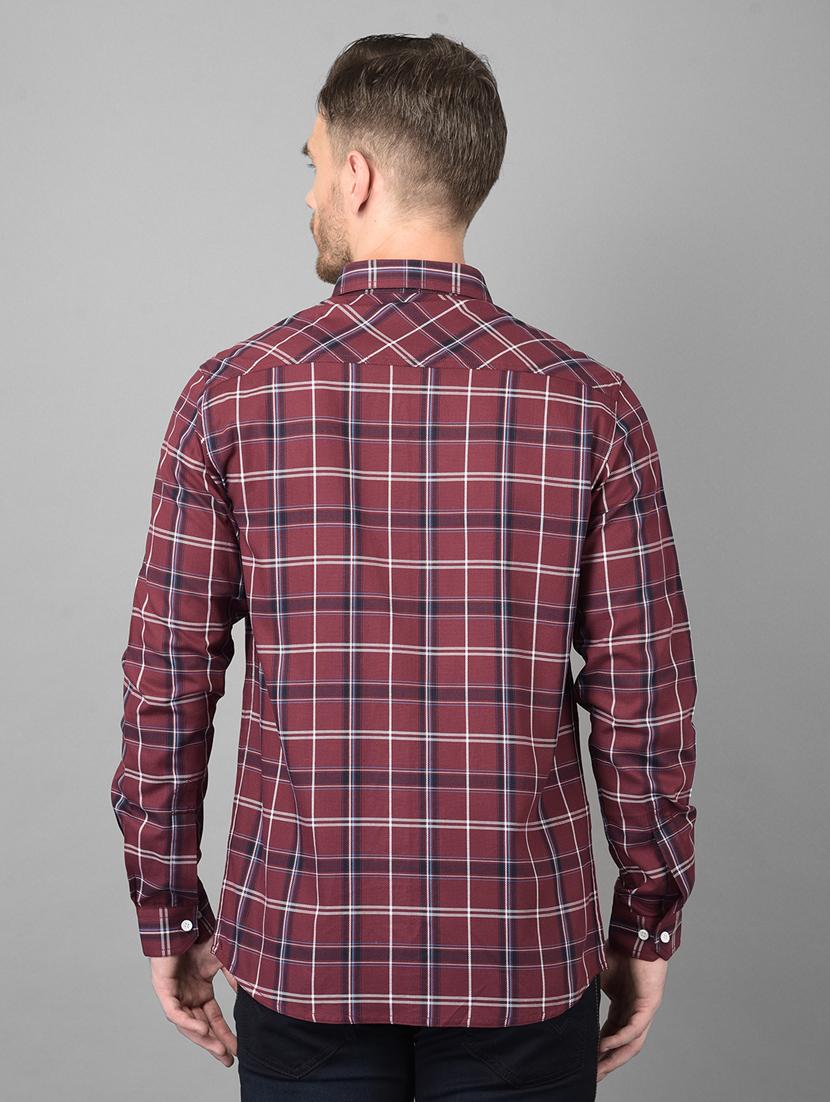 maroon checkered casual shirt - 18373021 - Standard Image - 3