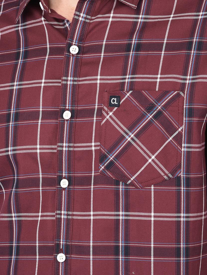 maroon checkered casual shirt - 18373021 - Standard Image - 5