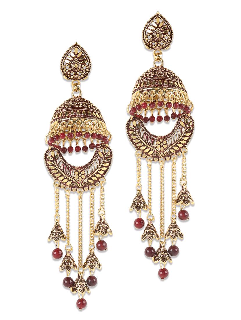 gold brass jhumka earring - 18373256 - Zoom Image - 0