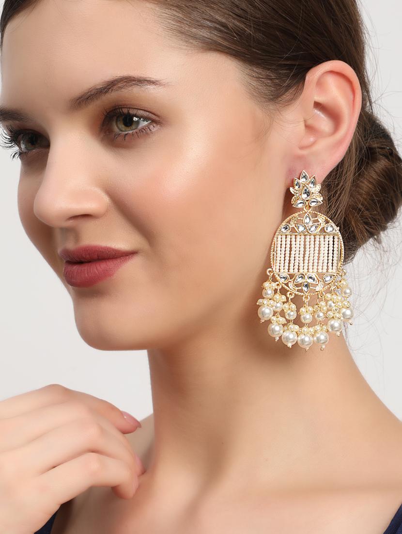 white brass drop earring - 18373261 - Standard Image - 3