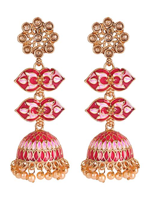red gold plated drop earring - 18373279 - Standard Image - 0