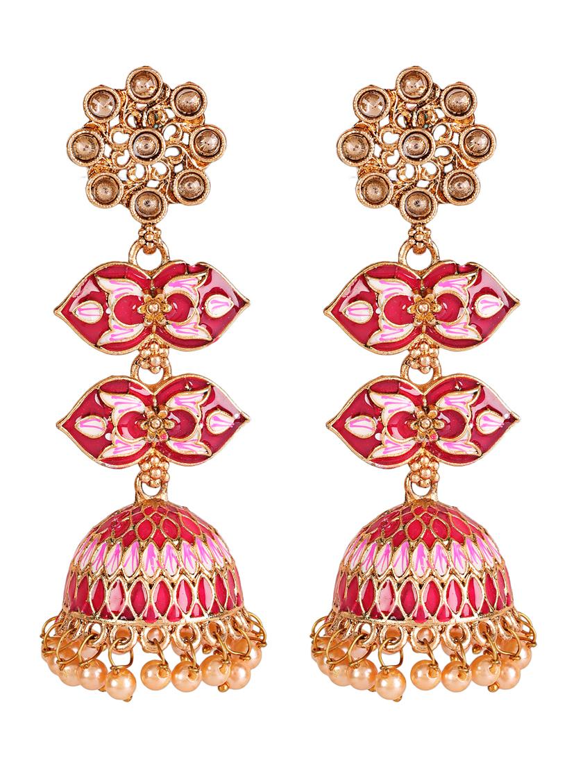 red gold plated drop earring - 18373279 - Zoom Image - 0