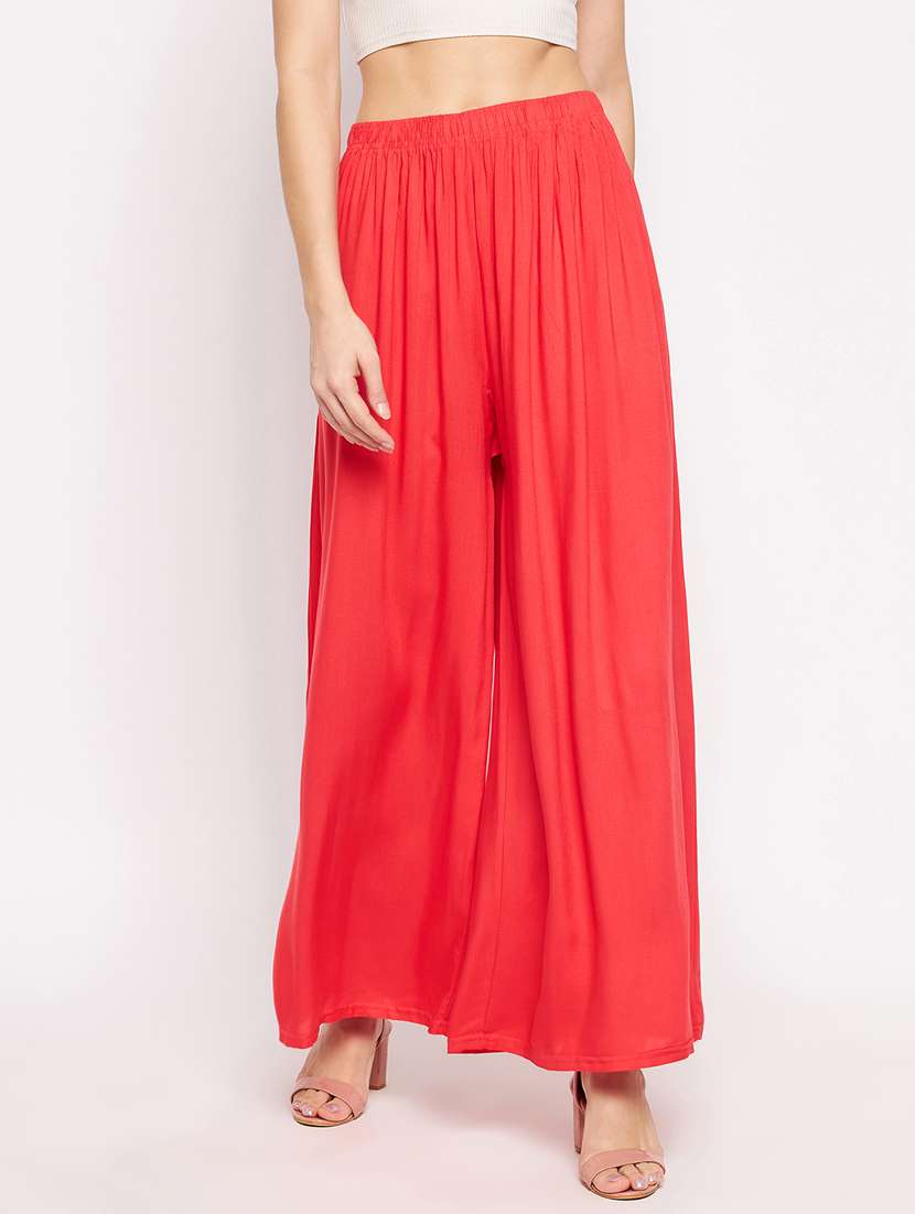 mid rise solid flared palazzo