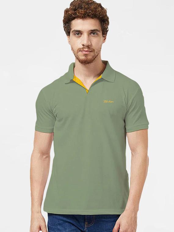 olive green solid polo t-shirt - 18374660 - Zoom Image - 0