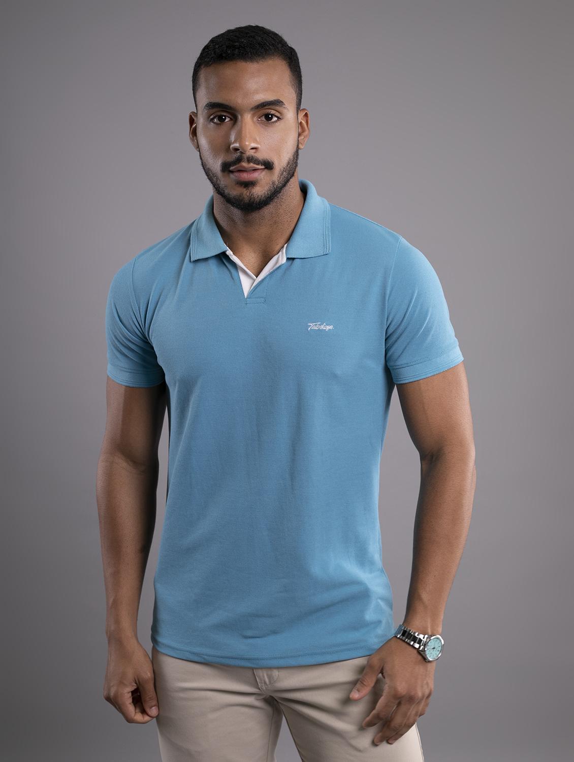 men light blue regular fit polo t-shirt - 18374677 - Zoom Image - 0